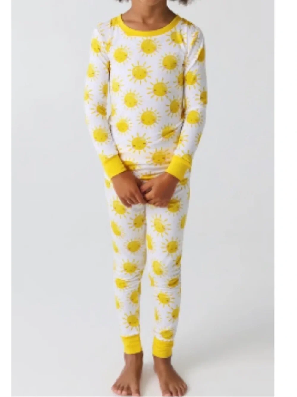 Little Sleepies White and Yellow Sun Print Long Sleeve Pajama Set unisex 2t